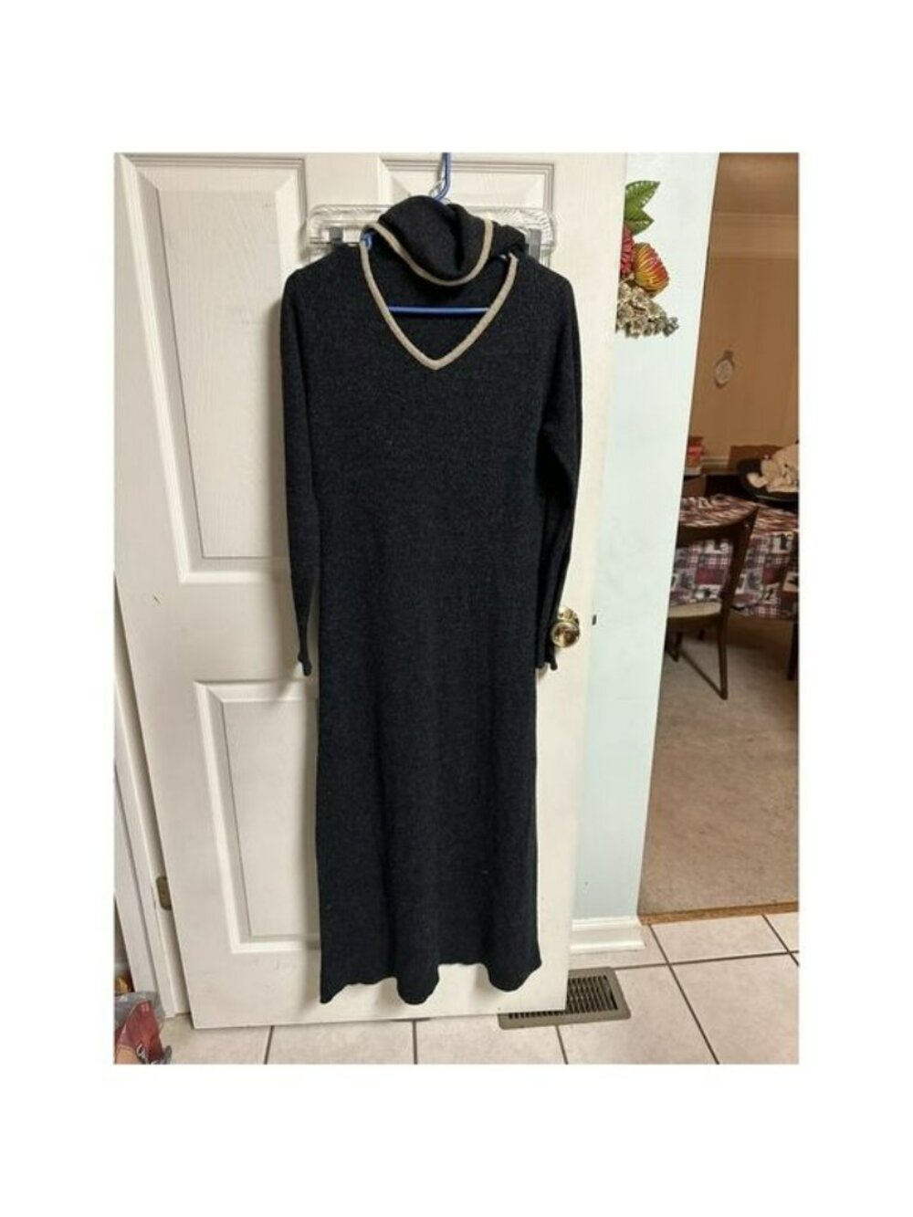 Richard Co Deadstock Poly Knit 70s S/ Med Dress Cut Out High Neck Bodycon Goth